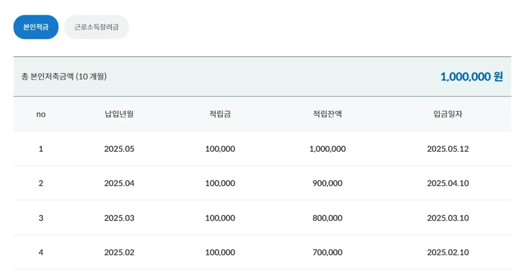 납입횟수 확인